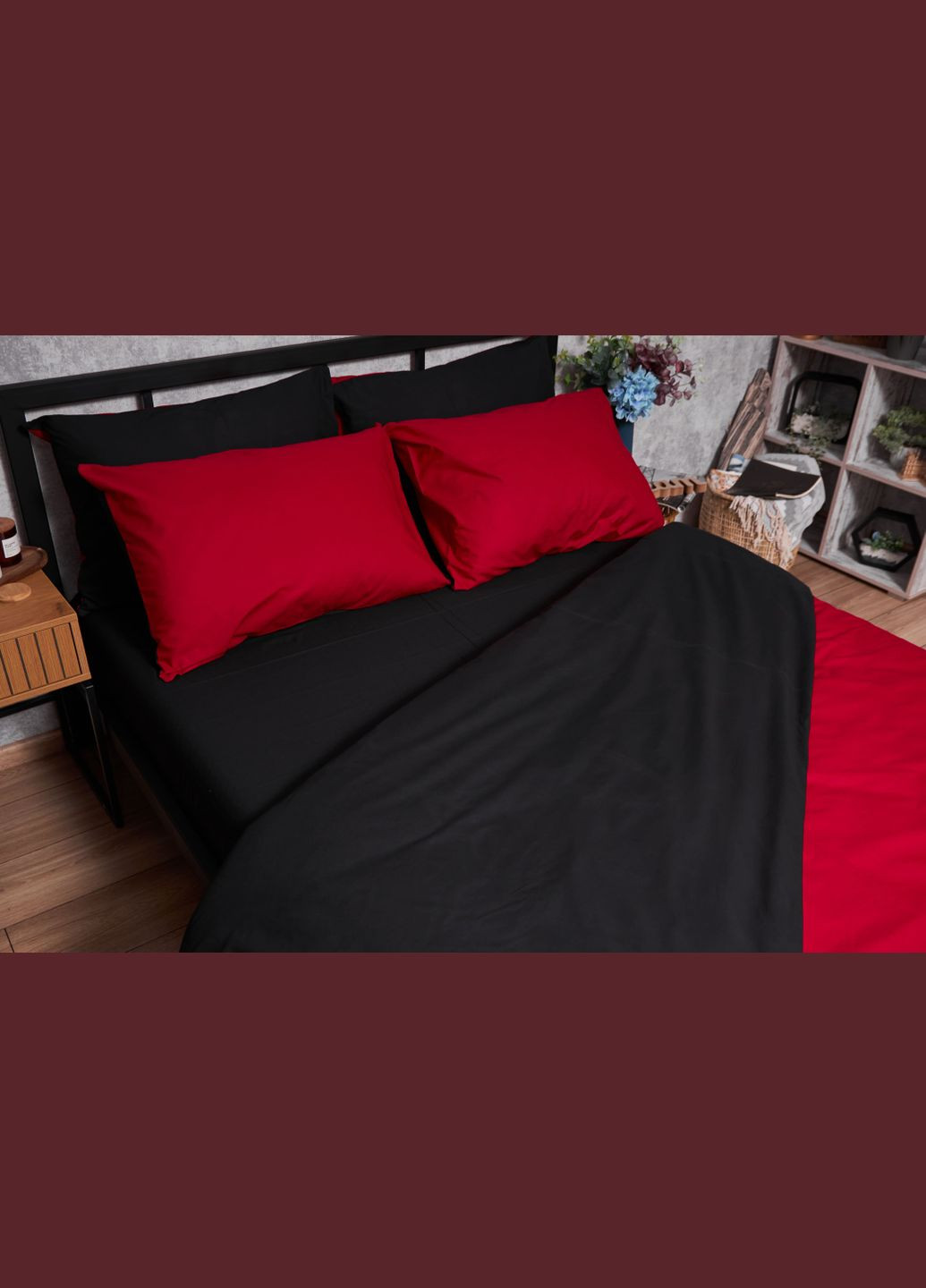 Комплект постельного белья Бязь Gold Люкс полуторный 143х210 наволочки 4х70х70 (MS-820003169) Moon&Star Cherry Black (288043953)