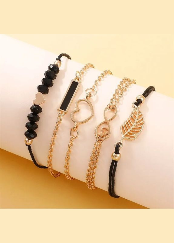 Жіночий набір браслети 5шт з годнником комплект нескінченність серце No Brand (339869673)