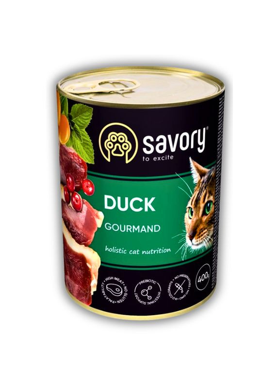Упаковка вологого корму для вибагливих котів з качкою 400 г х 6 шт Savory (355801301)