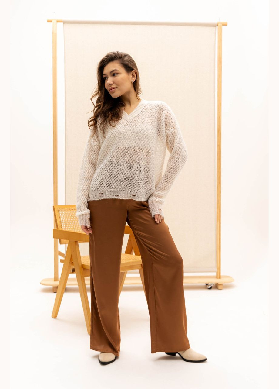 Шелковые коричневые брюки Seventeen (338792577)