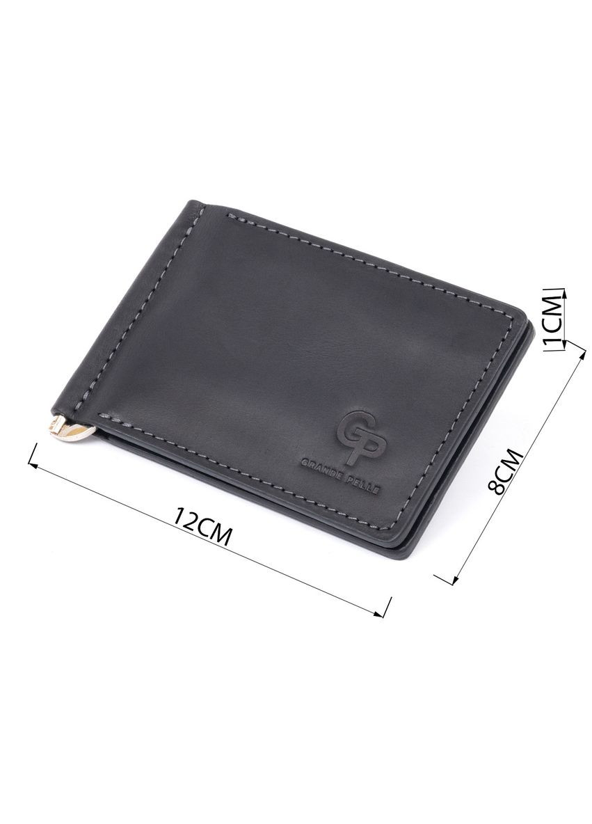 Стильне портмоне з затискачем для грошей без застібки вінтажне 11296 Чорне Grande Pelle (329151457)