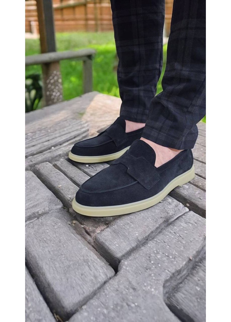 Темно-серые туфли лоферы из натуральной замши, внутри кожа. Україна