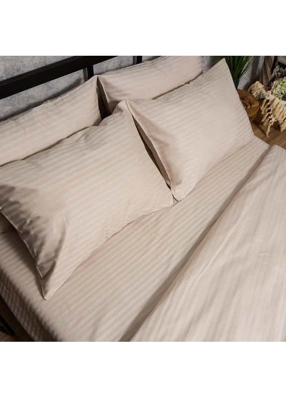 Комплект постільної білизни Satin Stripe King Size 220x240 наволочки 2х50х70 (MS-820013091) Moon&Star Ivory Stripe (389747577)
