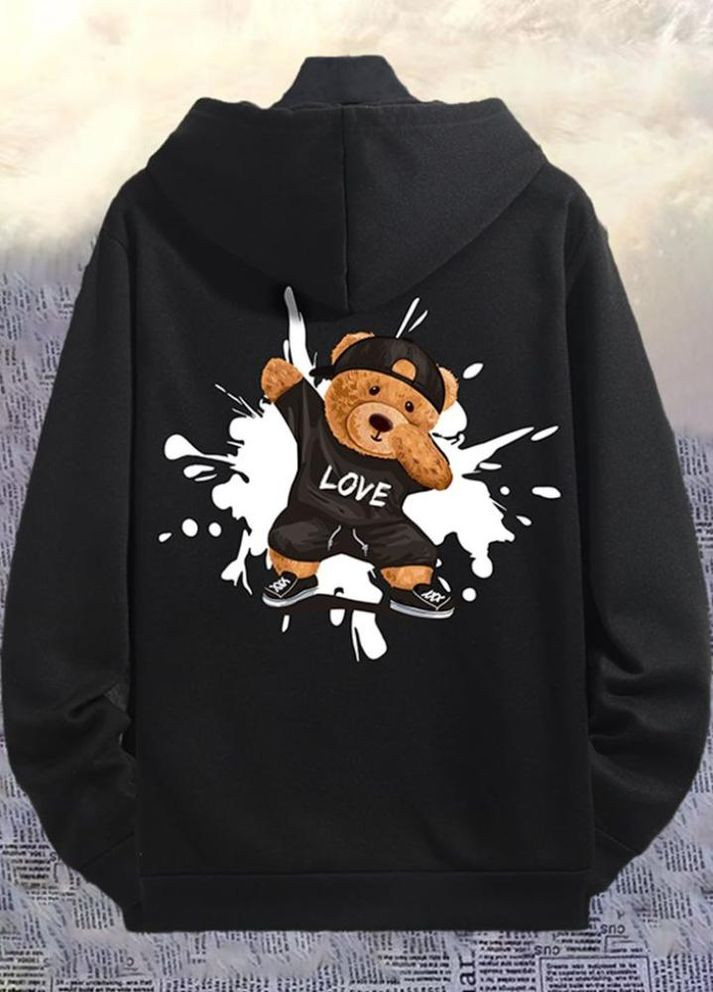 Чоловіче чорне стильне оверсайз худі з трендовим принтом No Brand (321987996)