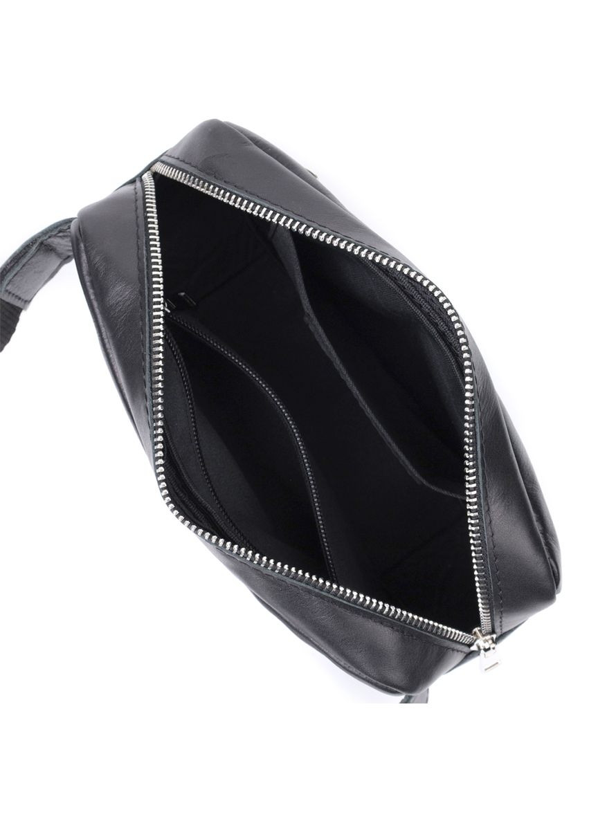 Мужская сумка-бананка через плечо из натуральной кожи с карманами черная (sku_22825) No Brand (328922611)