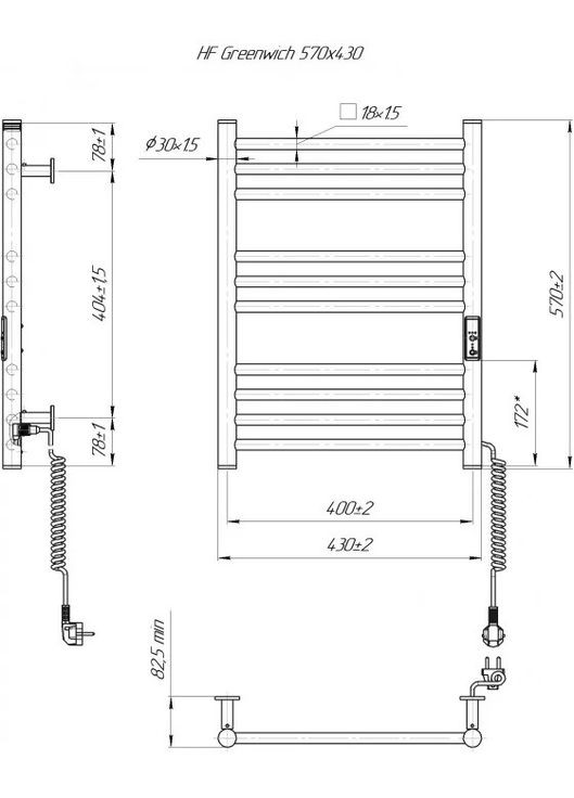 Электрический полотенцесушитель HF Greenwich 570х430 TR K мат Mario (318681193)