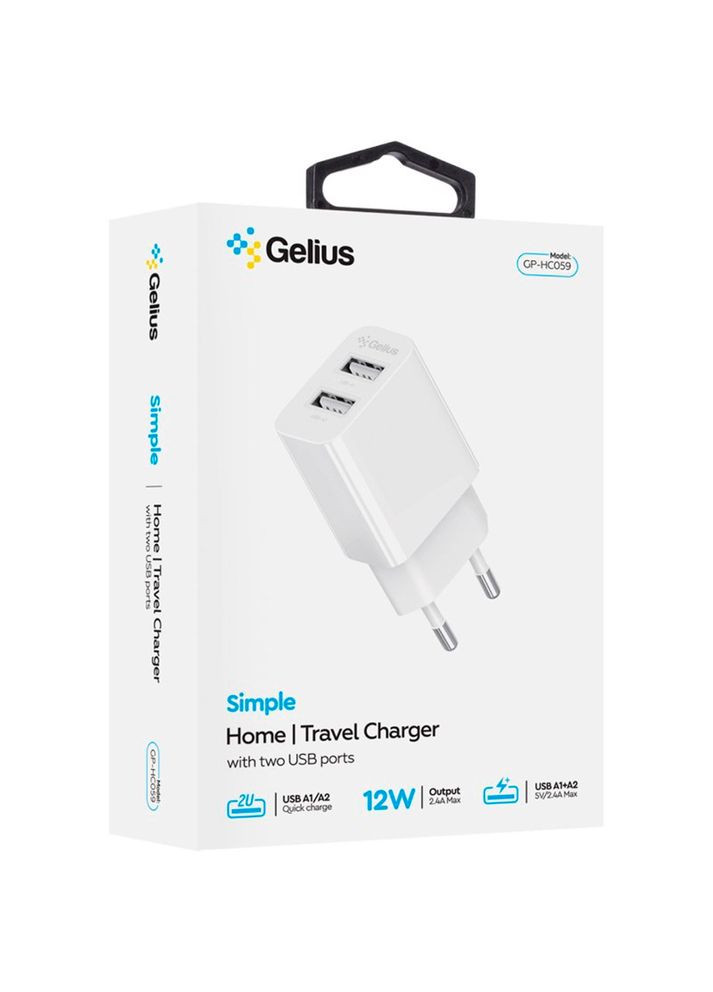 Сетевое зарядное устройство для Simple GPHC059 (2 USB/2.4A) White (00000098754) Gelius (315452445)