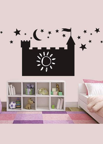 Вінілова інтер'єрна на стіну та шпалери «Стіна Замку із зірками та місяцем» Кавун наклейка (316190061)