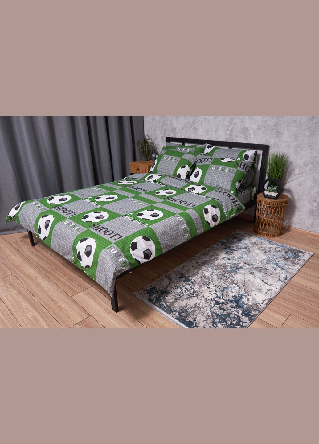 Комплект постельного белья Бязь Gold Люкс «» евро 200х220 наволочки 4х50х70 (MS-820002031) Moon&Star Football (285718088)