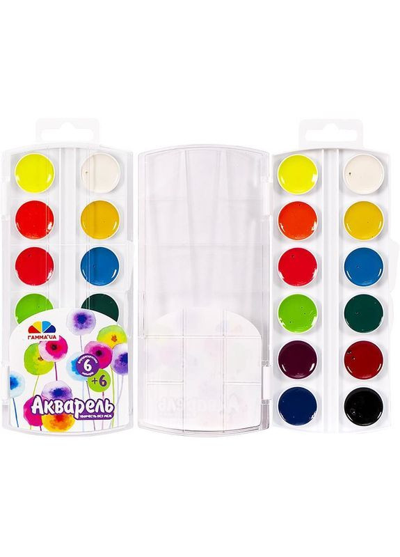 Акварель 6 флуоресцентных цветов +6 обычных 400118 4820219216049 Гамма (331110861)