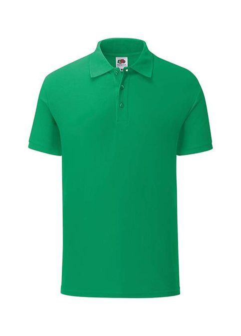 Зеленая футболка поло мужская iconic polo ярко-зеленый (063044047s) с коротким рукавом Fruit of the Loom