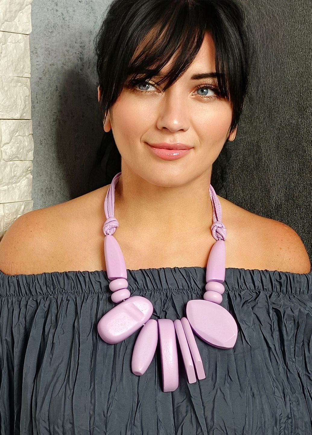 Кольє di classe абстрактне дерев'яне з великими підвісками на щільному шнурі (338370326)