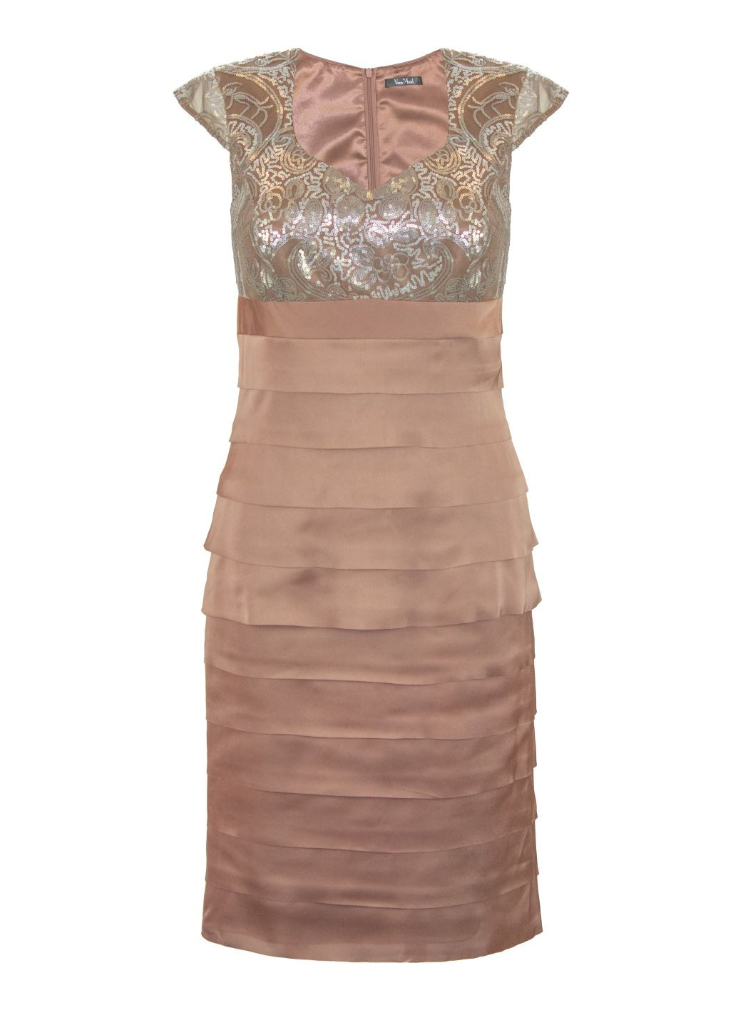 Кофейное вечернее, коктейльное, праздничный кофе меди платье футляр Vera Mont однотонное