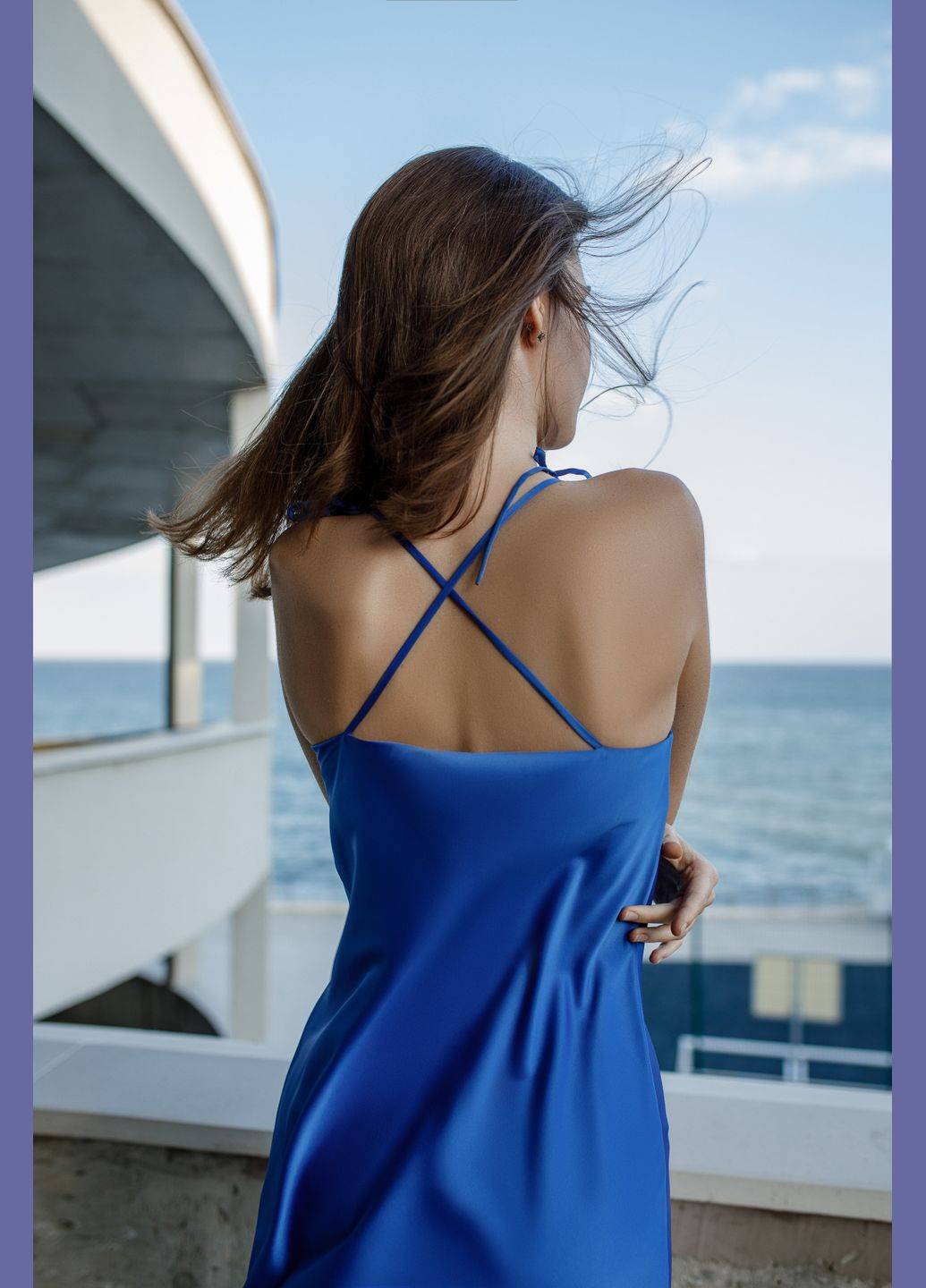 Светло-синее коктейльное шелковое платье на завязках длина мини платье-комбинация Fayna однотонное