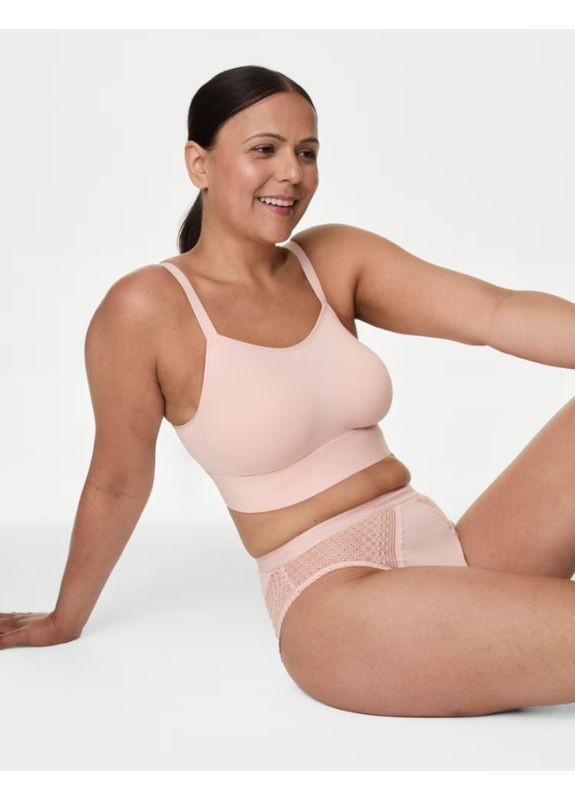 Пудровый топ послеоперационный бюстгальтер Marks & Spencer без косточек хлопок, полиэстер, эластан
