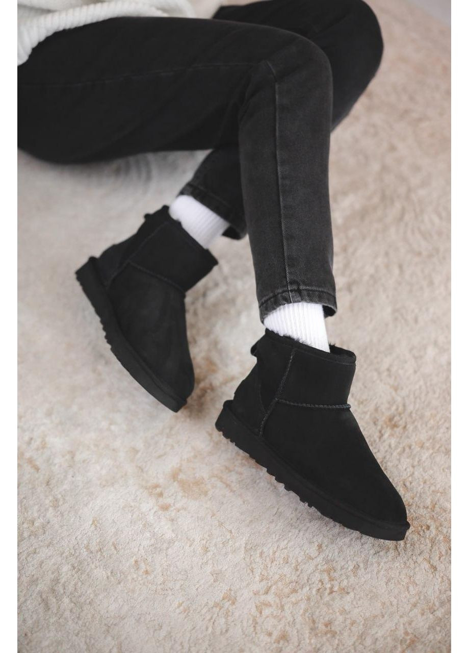 Женские Угги UGG Mini Black (Замша) (366197059)