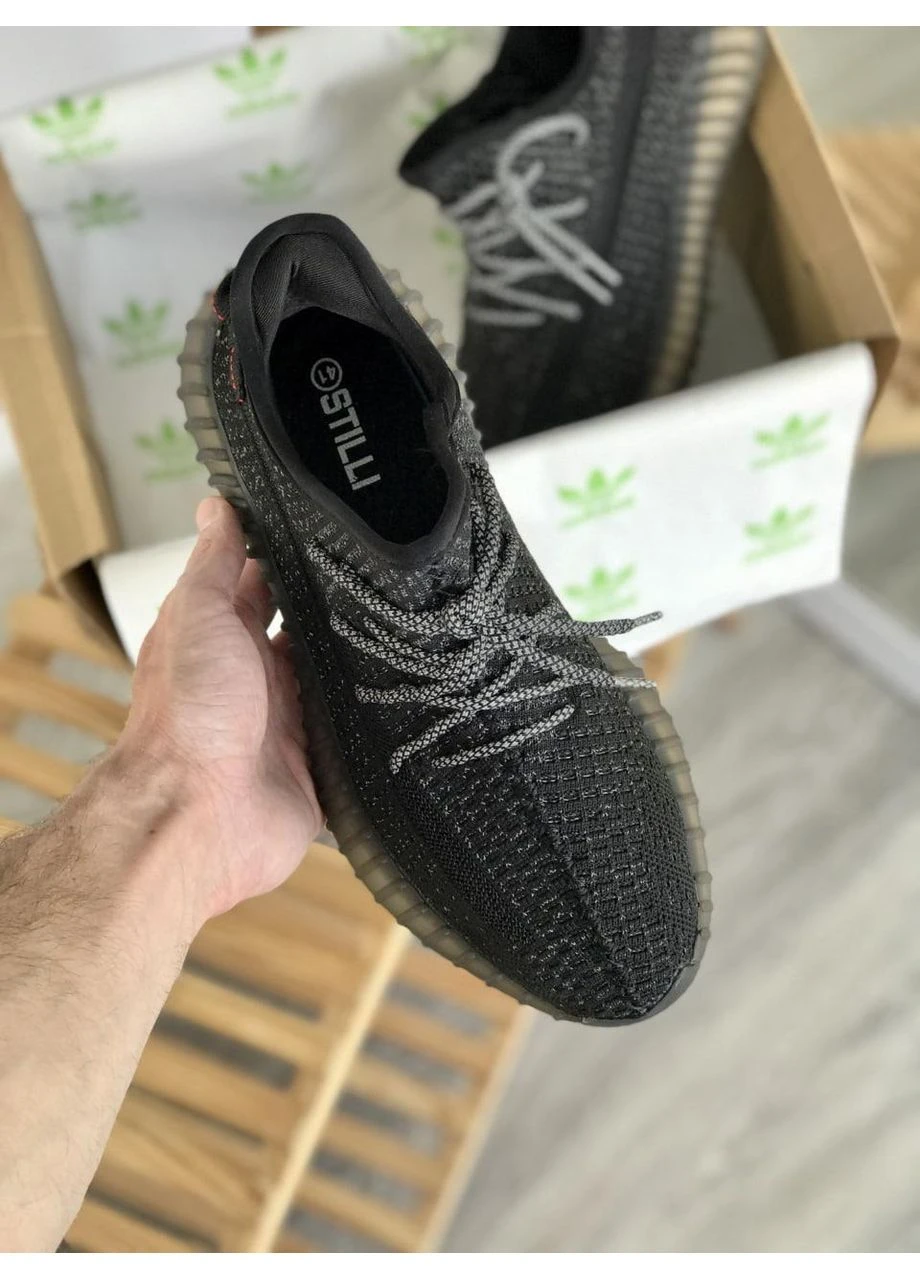 Чорні кросівки чоловічі adidas yeezy boost 350 v2 black адідас ізі буст чорні демісезон No Brand