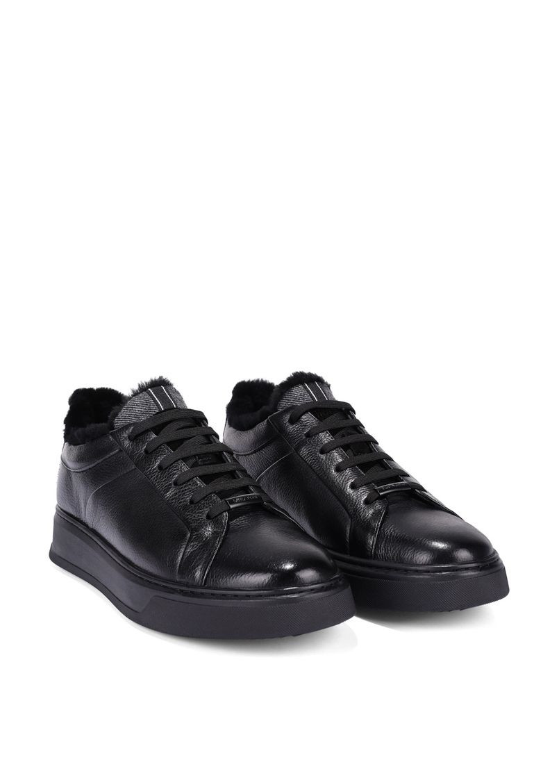 Черные мужские кеды 9112d-71-542m черная кожа MIRATON