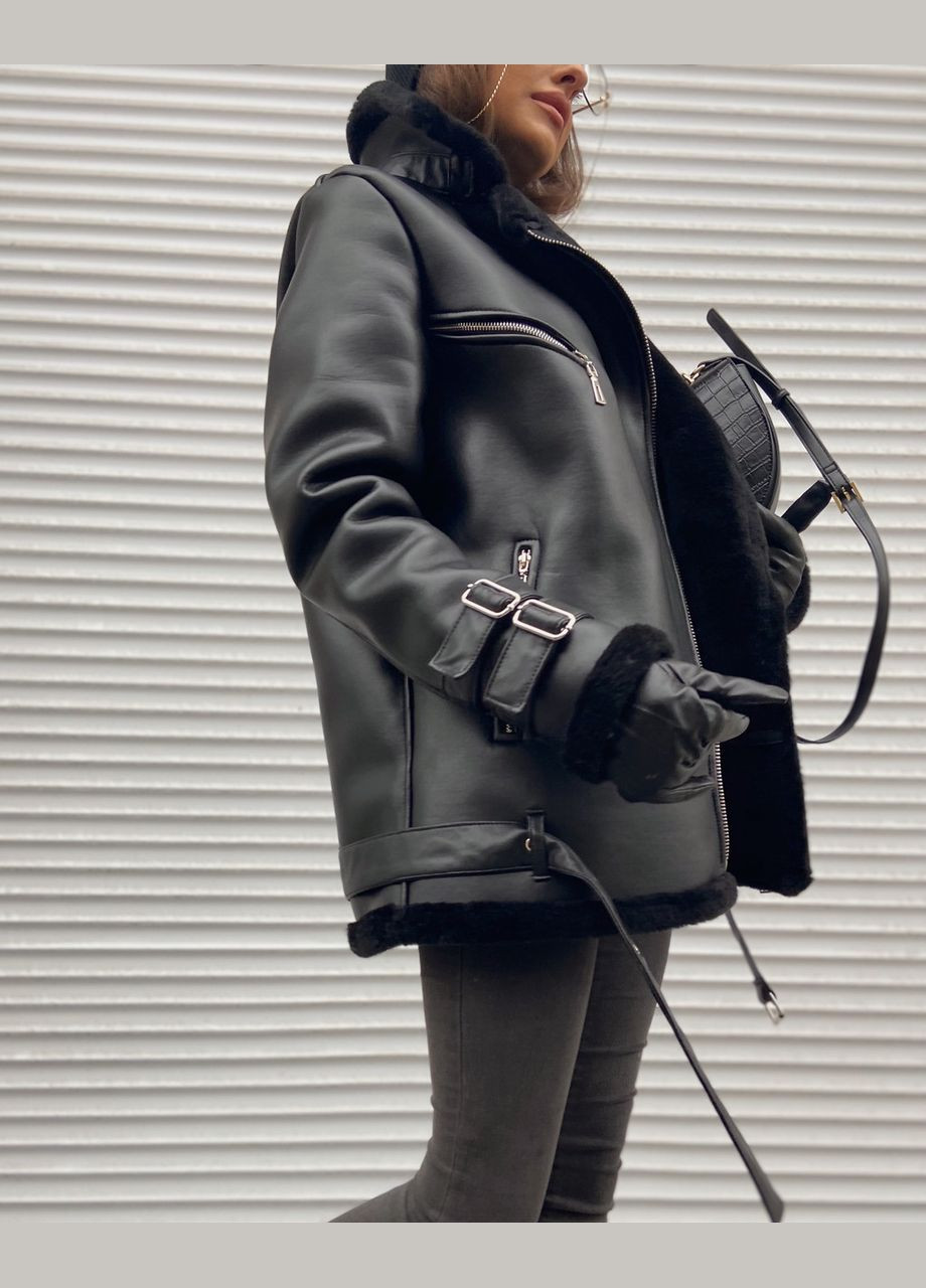 Дублянка авіатор чорний екошкіра 70 см AL (292305105)