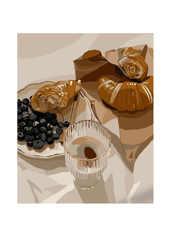 Картина по номерам "Утренние круассаны" см — творческий набор для рисования натюрморта. Strateg (369759263)