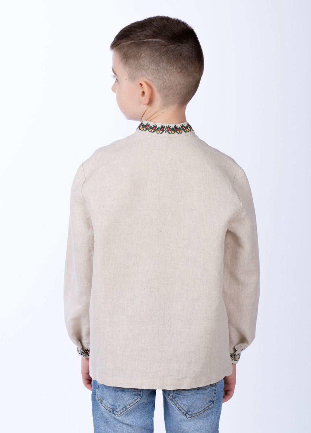 Бежевая рубашка для мальчиков Едельвіка хлопок, лен (324610864)