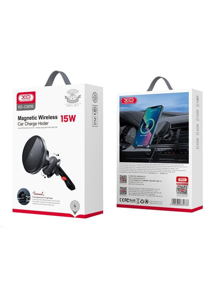 Автотримач CX015 Magnetic Wireless 15W Чёрный XO (340913677)