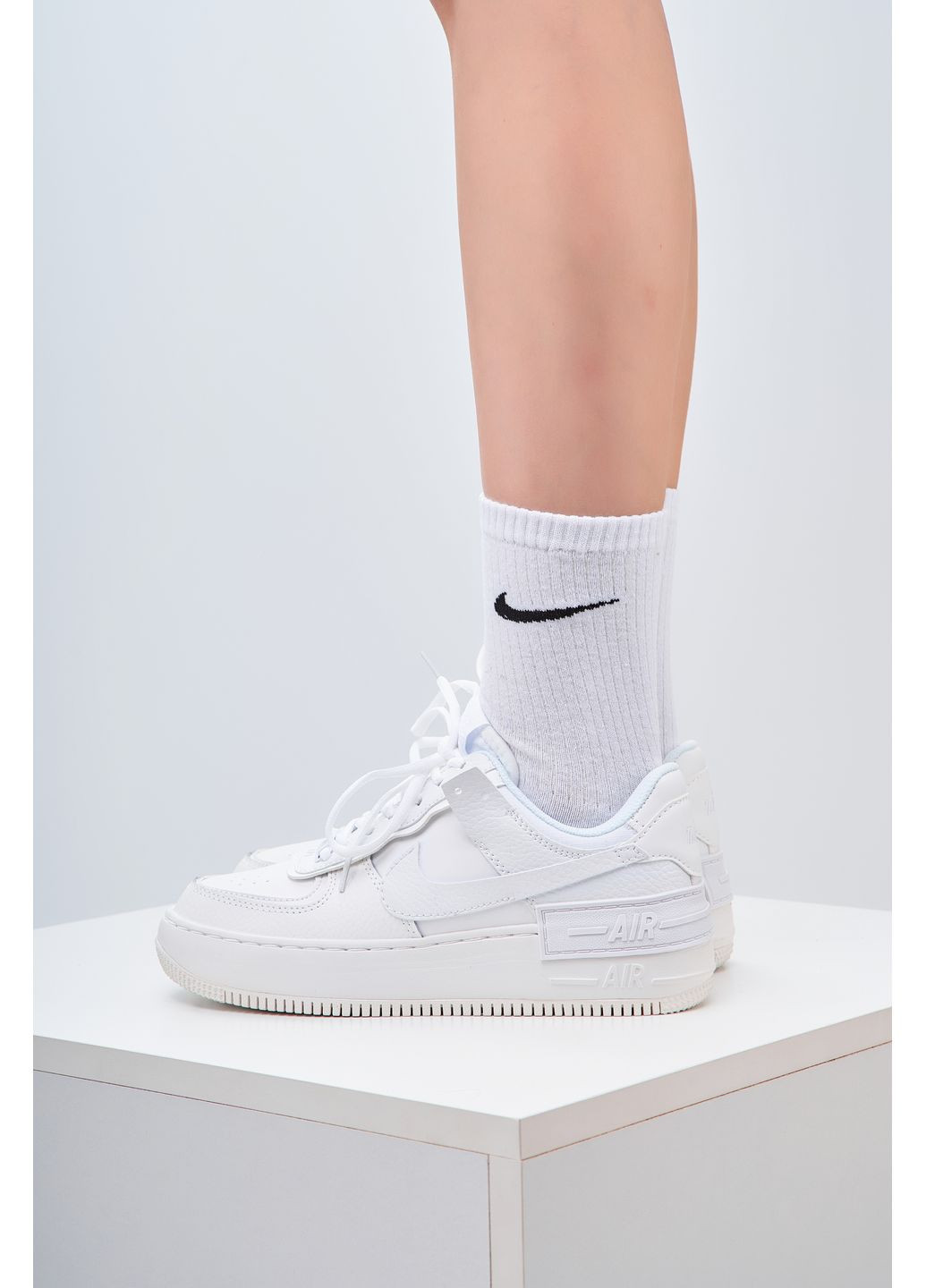 КРОССОВКИ ЖЕНСКИЕ NIKE AIR FORCE 1 SHADOW WHITE НАЙК АИР ФОРС 1 ПРЕМИУМ No Brand белые демисезоны (368884720)