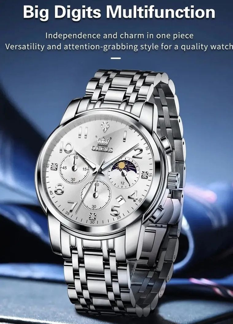 Стильные мужские часы 3628 White Natural классика Olevs (354820467)