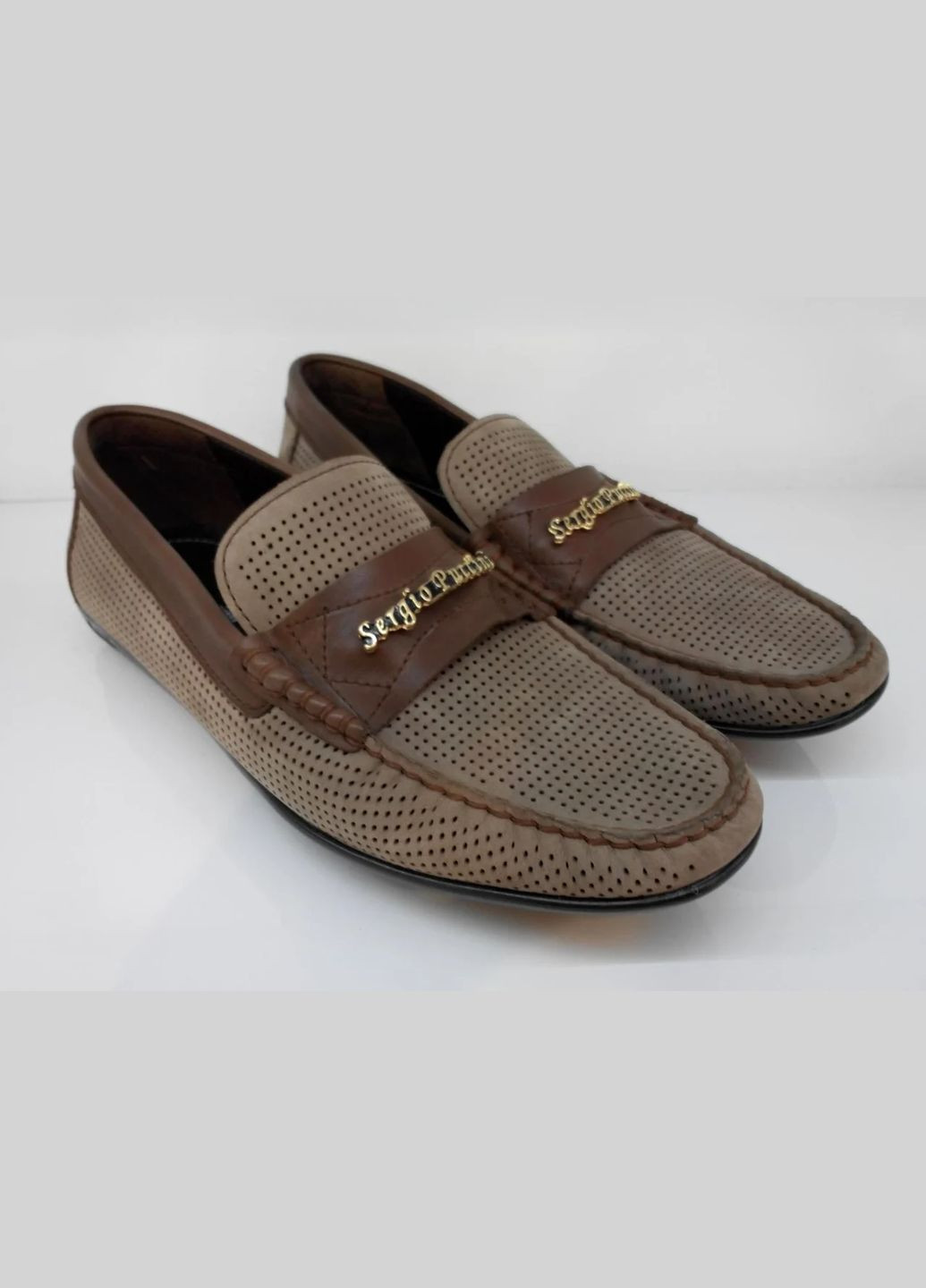 Бежевые мокасины 11382-7125 бежевый+коричневый Etor