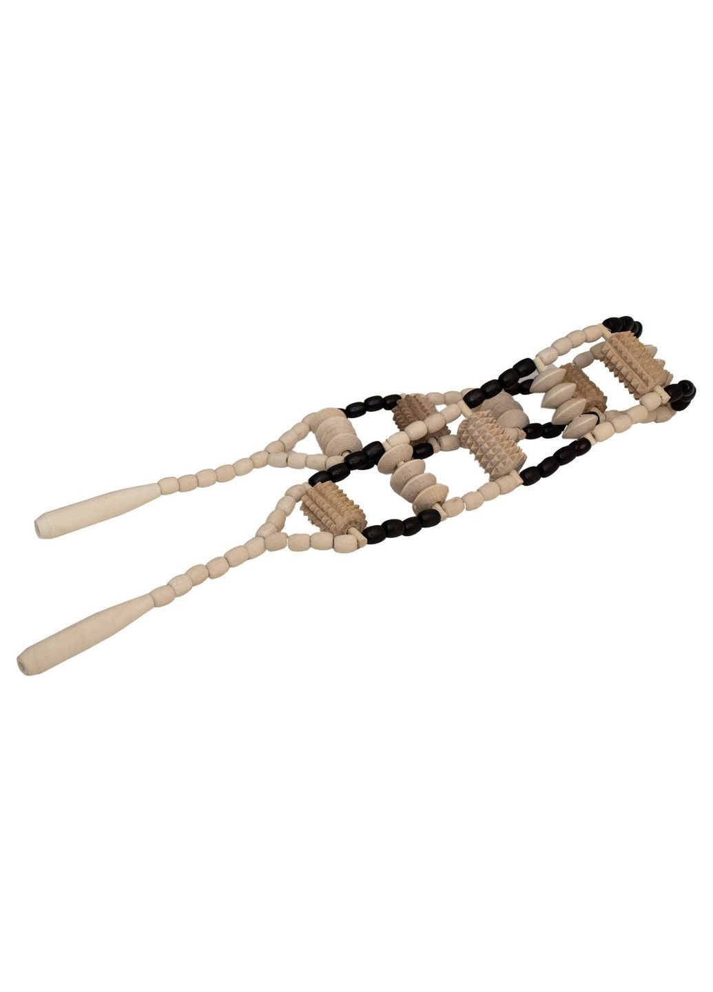 Массажер ленточный деревянный для спины с зубчатыми и острыми роликами № 2 Woodly (295058868)