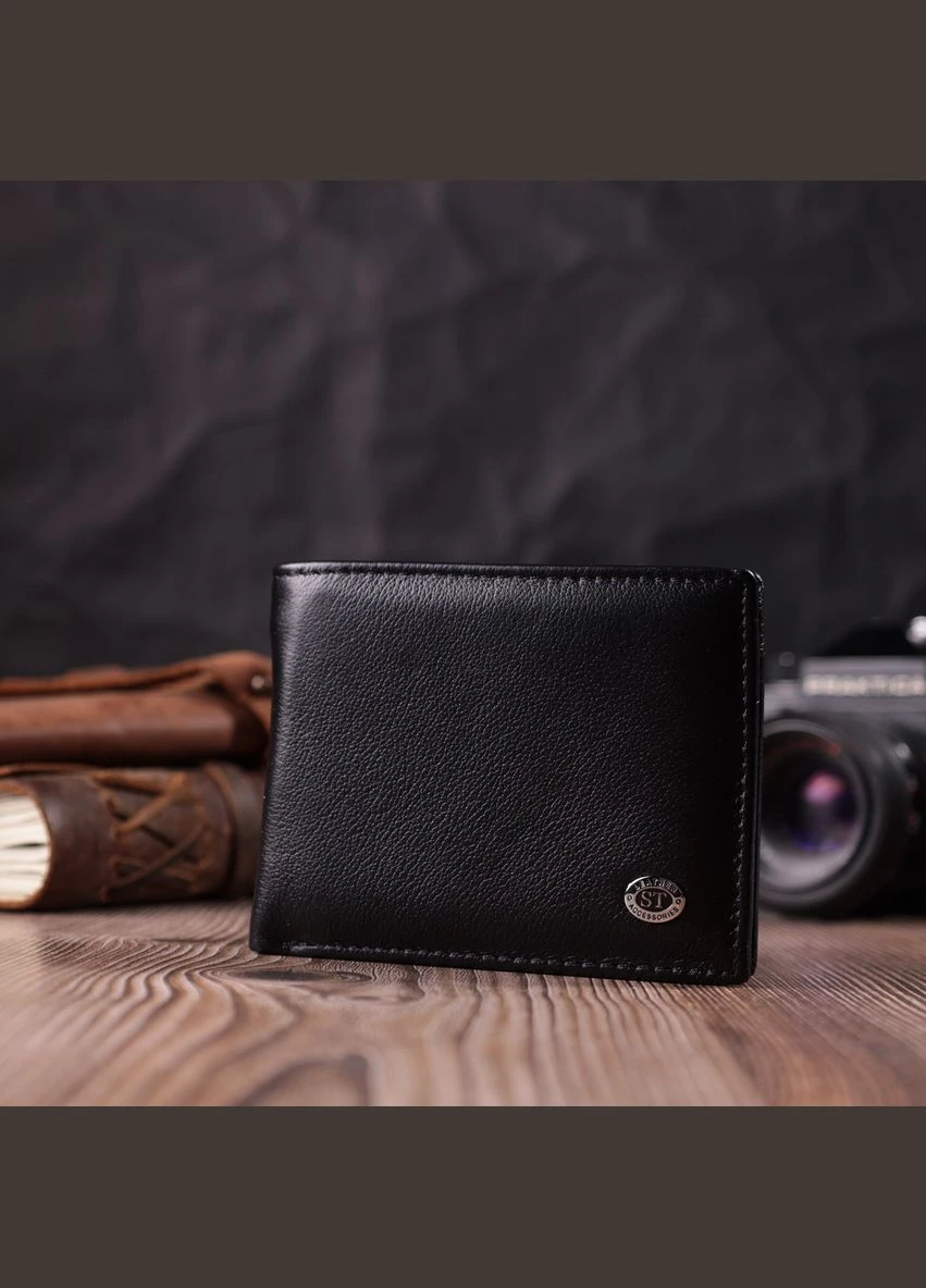 Гаманець-затискач із натуральної шкіри 22476 Чорний st leather (314771219)