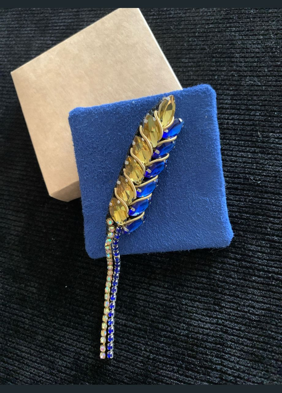 Брошь колосок сине-желтый No Brand (331288546)