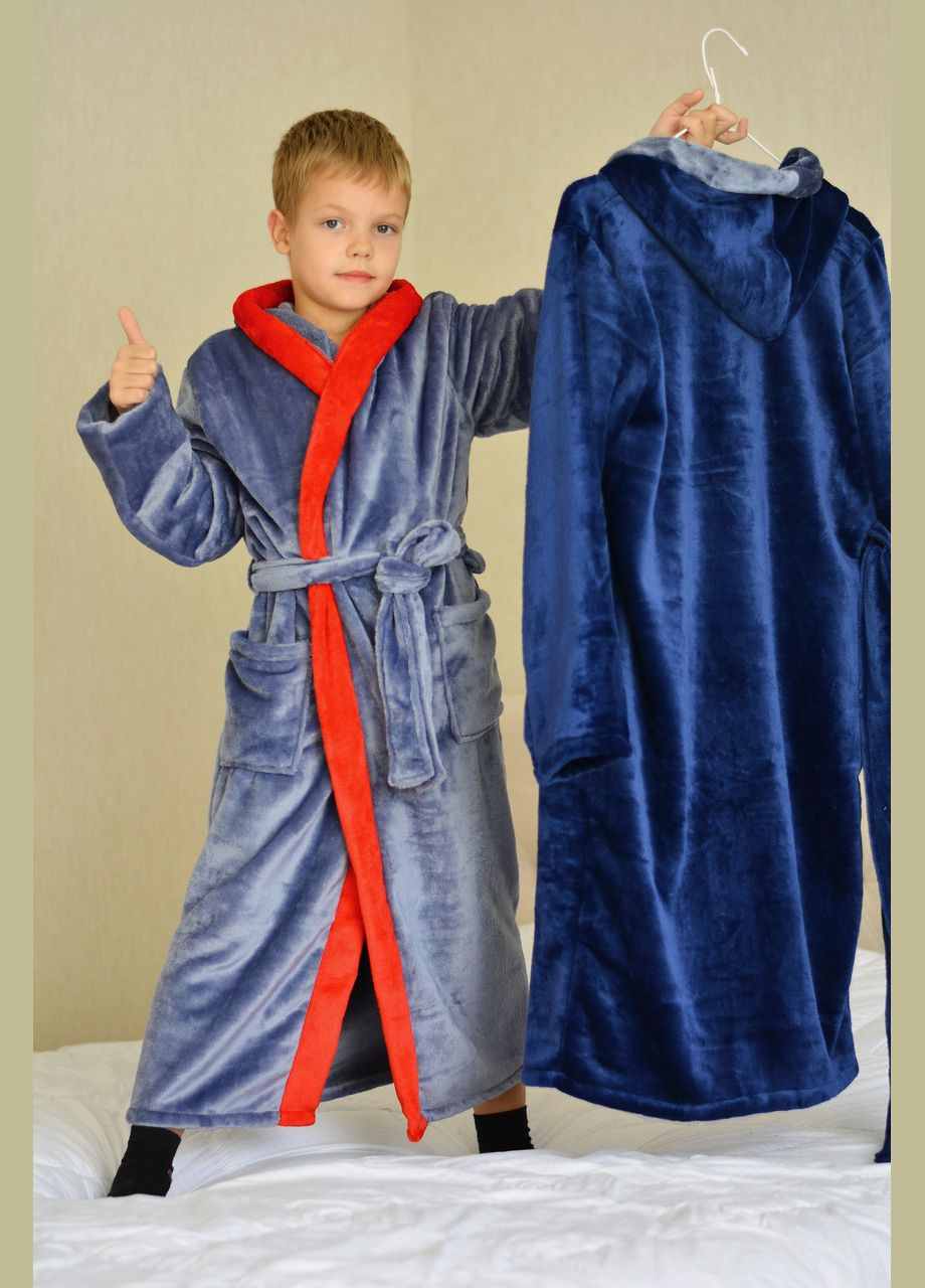 М'який, комфортний і зручний дитячий махровий халатик для хлопчика 💪 Сірий із червоним Victoria (308342217)