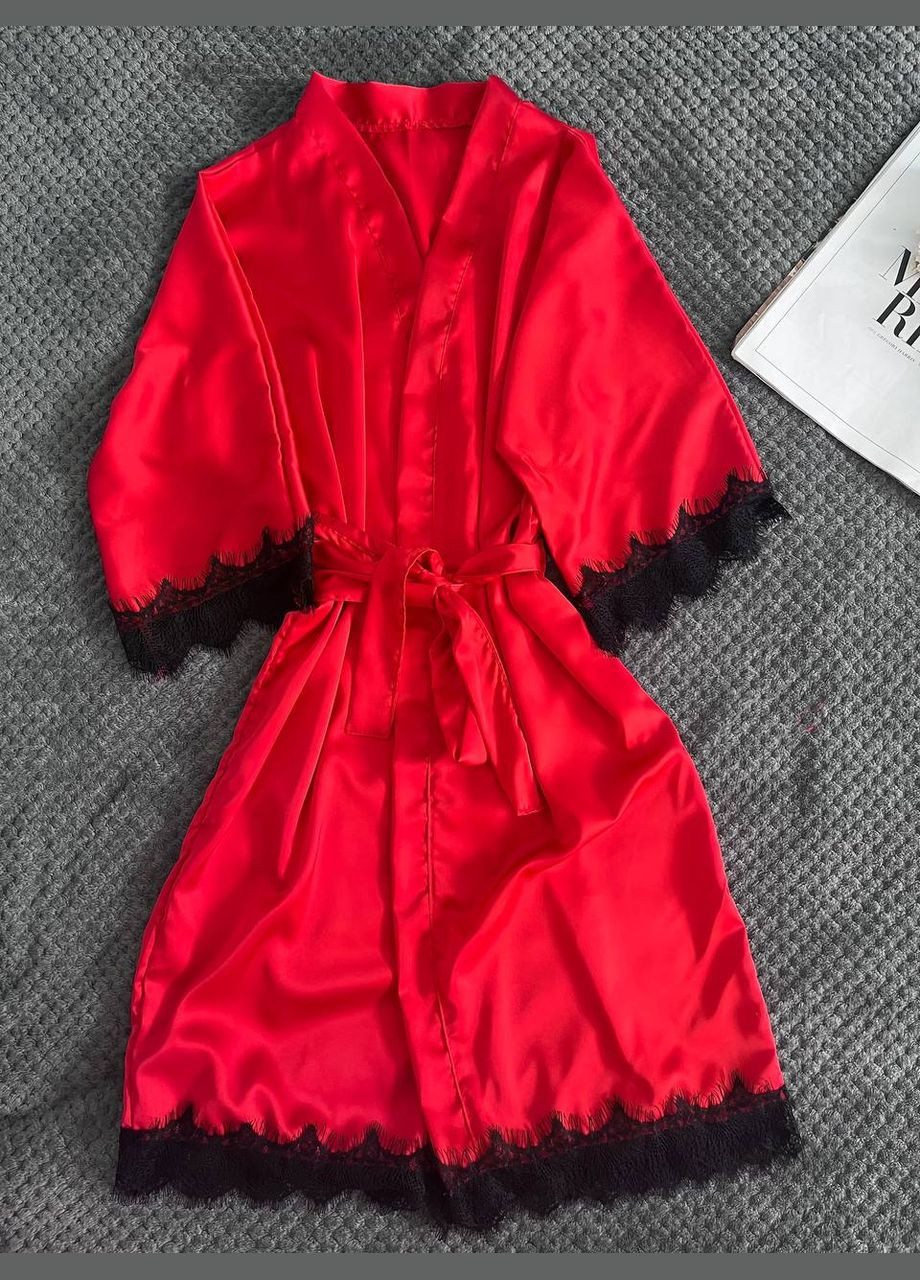 Комбинированная женский халат и пижама двойка красный Modashoping