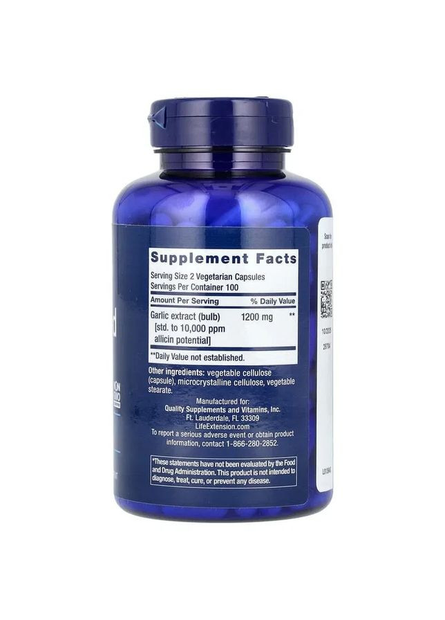 Часник Optimized Garlic 600 мг 200 капсул Life Extension (361115453)