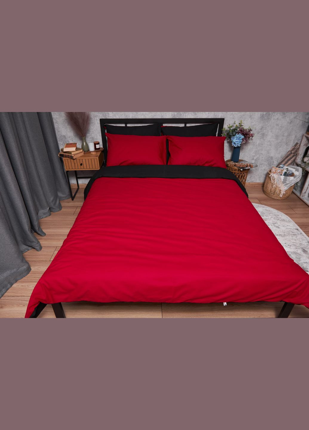 Комплект постельного белья Бязь Gold Люкс King Size 220x240 наволочки 2х70х70 (MS-820003152) Moon&Star Cherry Black (288043677)