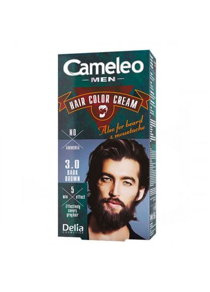 Фарба для бороди, вусів Delia Cameleo Men 3.0 Темно-коричнева, 30 мл Delia Cosmetics (312324334)