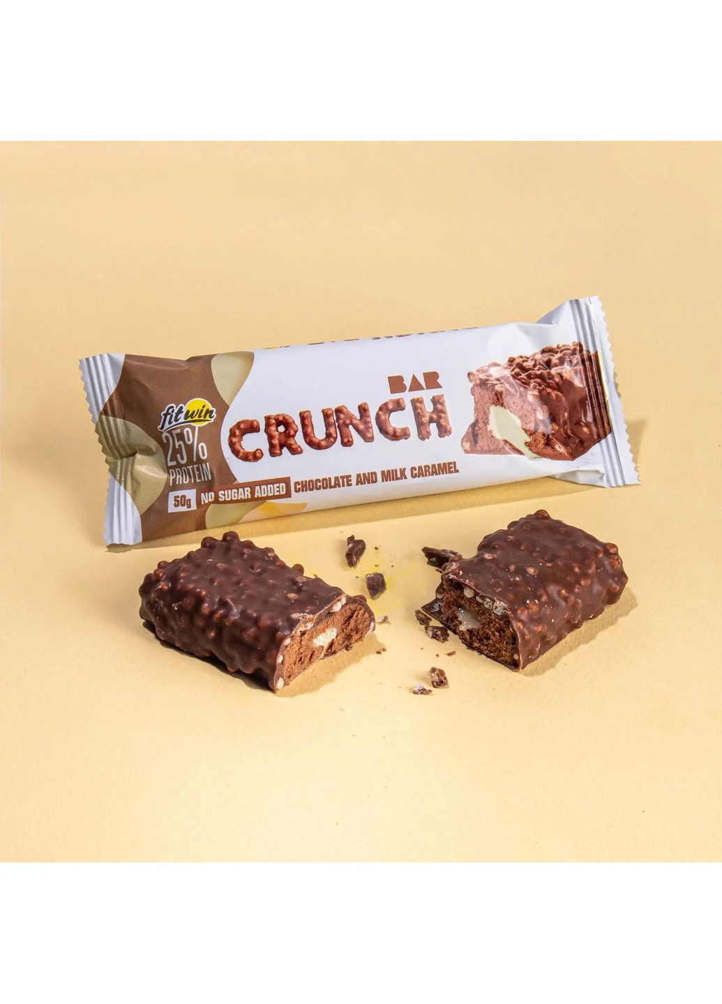 Протеїновий батончик Crunch Bar 50г шоколад-молочна карамель FitWin (370032676)