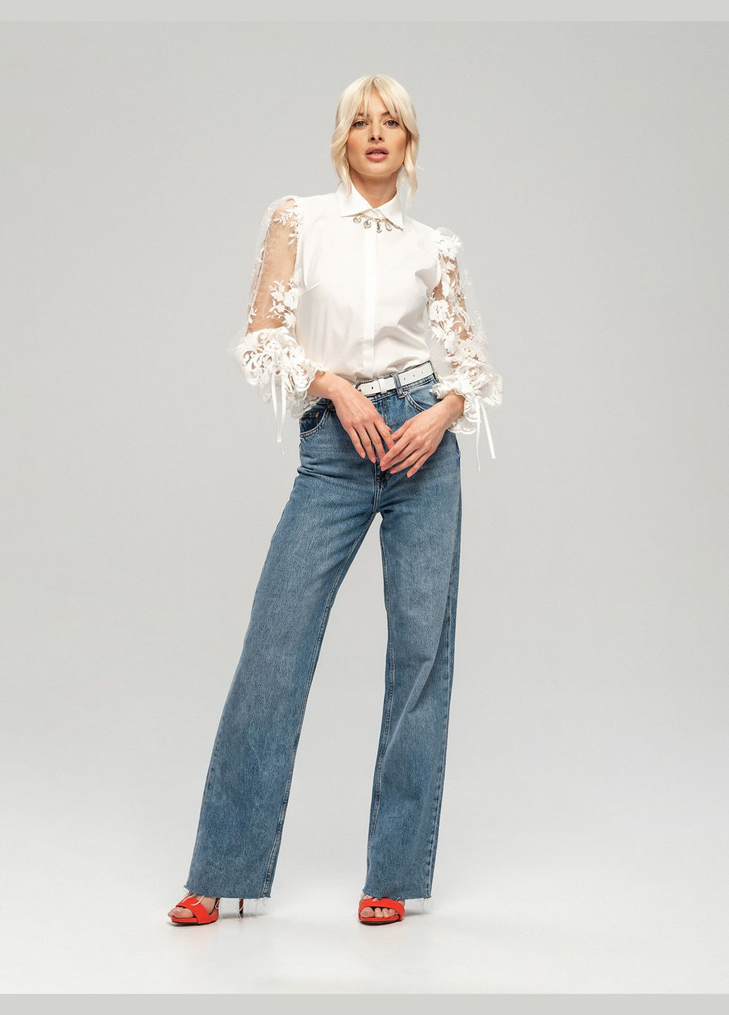 Белая белая блуза с пышным рукавом - ua42 / eu36 Iren Klairie