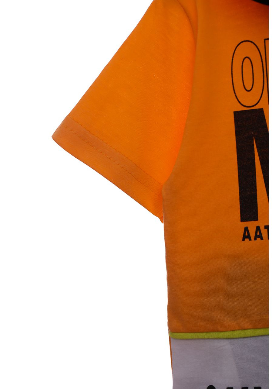 Оранжевый летний шорты с футболкой для мальчика трикотажные спорт оранжевые 98 см (44839) Beboo