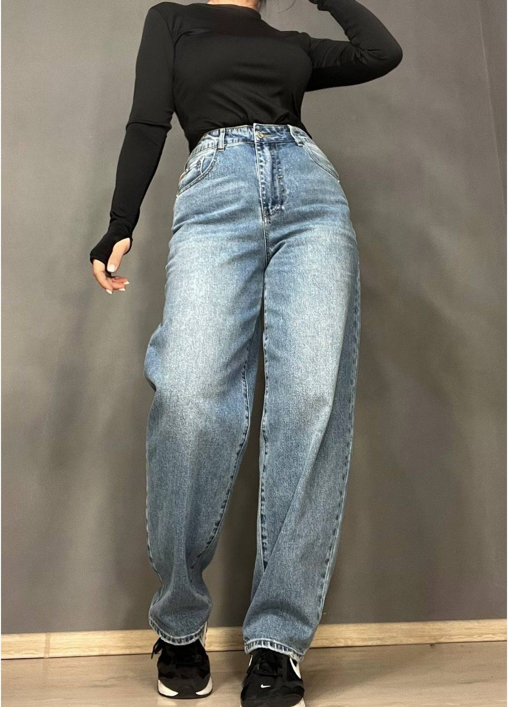 Джинсы женские Cool Angels 3101 SKATER jeans бананы высокая талия стрейчевые светло синие No Brand - (317626503)