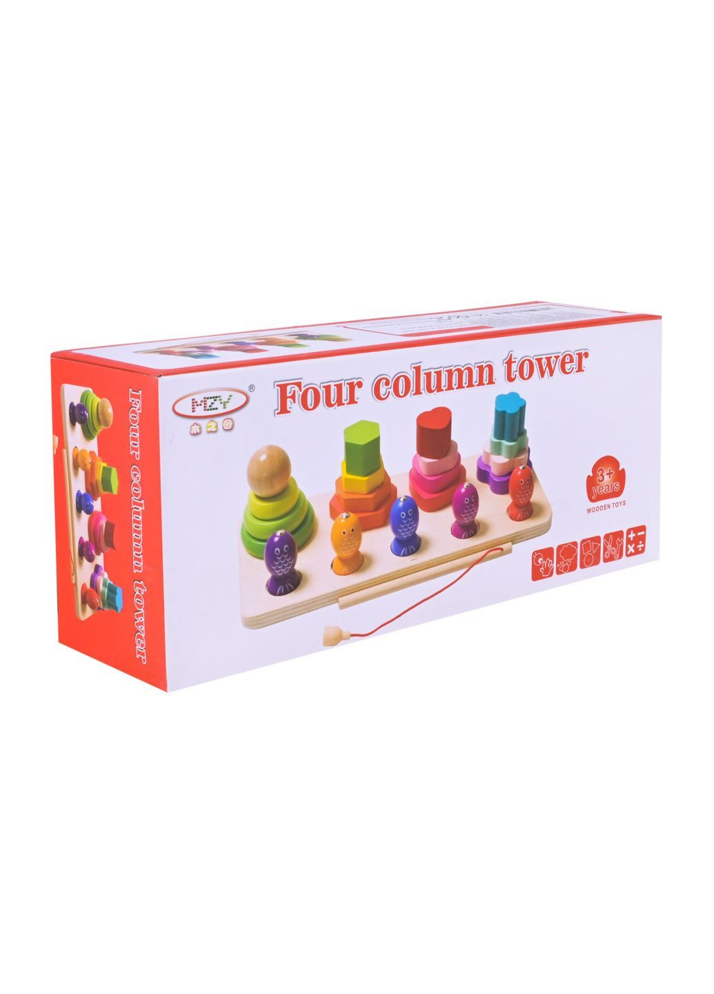 Деревянный развивающий набор: пирамидка и игра рыбалка, размер 27,2×12 см - No Brand C9432 (371928064)