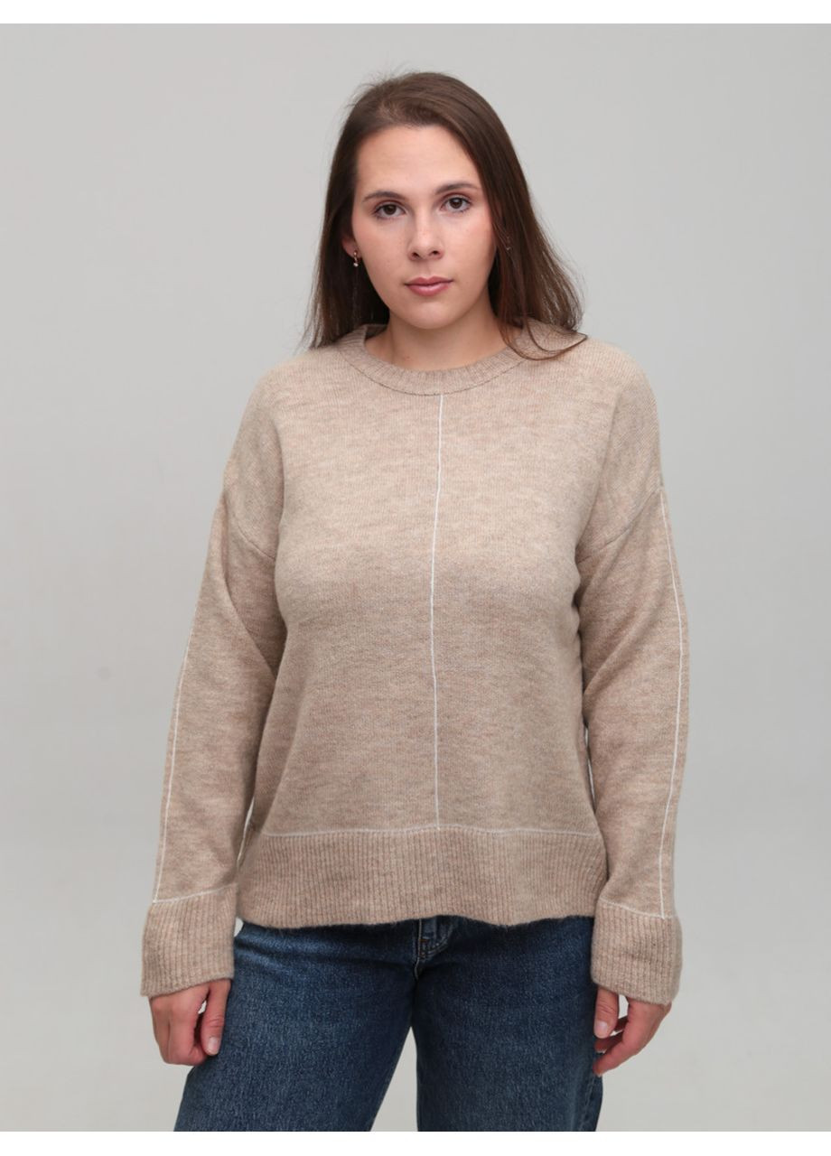 Бежевый зимний свитер женский бежевый пуловер Karon Вільна
