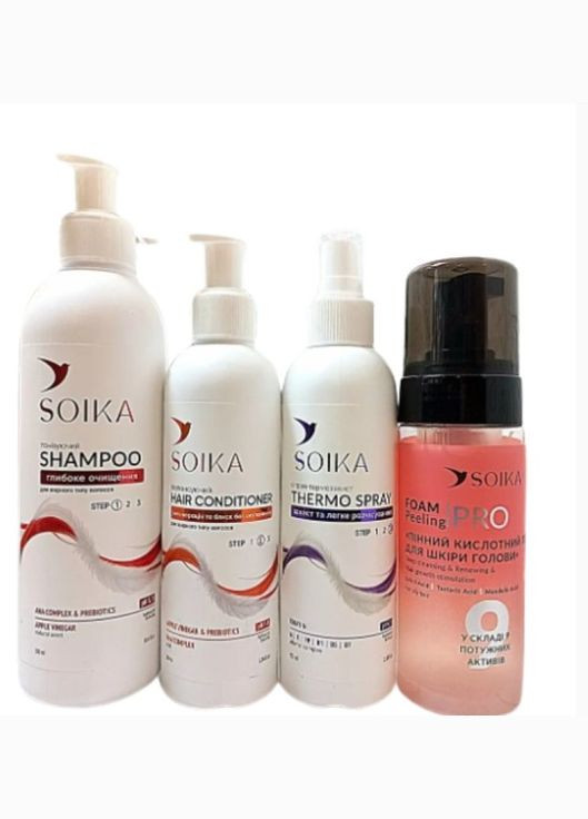 Набір "Глибоке очищення" для жирного волосся 4 в 1 з кислотами АНА Soika (294205908)
