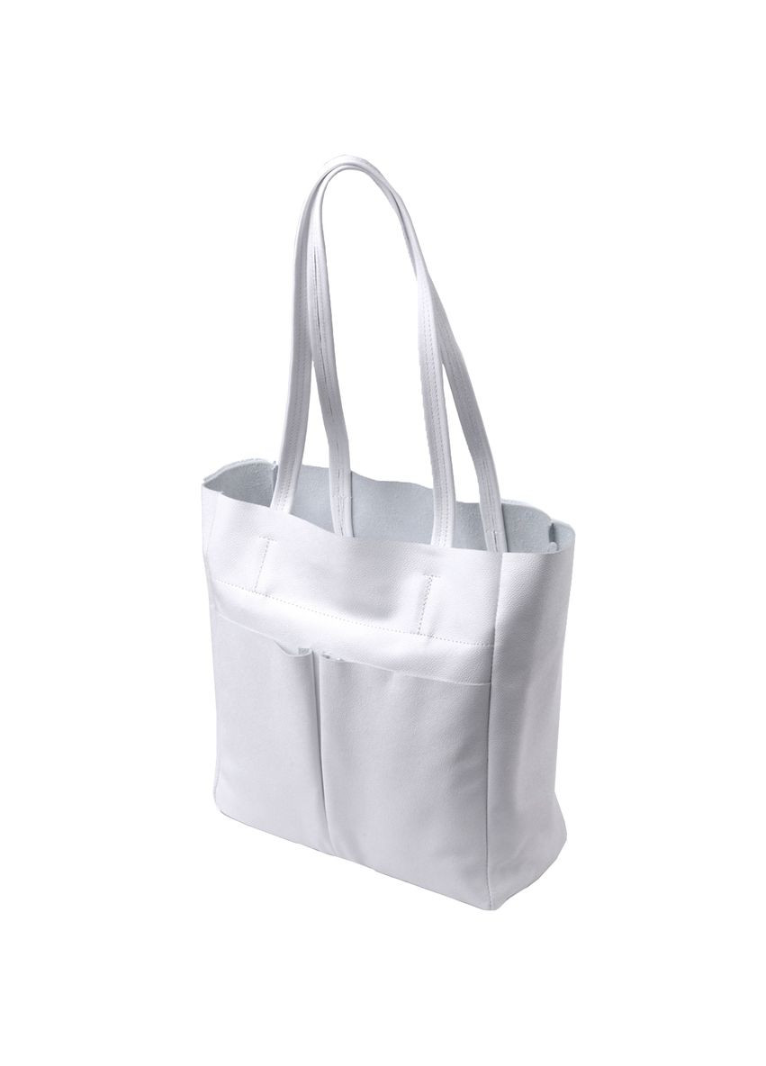 Женская сумка-шоппер из натуральной кожи с одним отделением и карманами белая (sku_22844) No Brand (329853433)