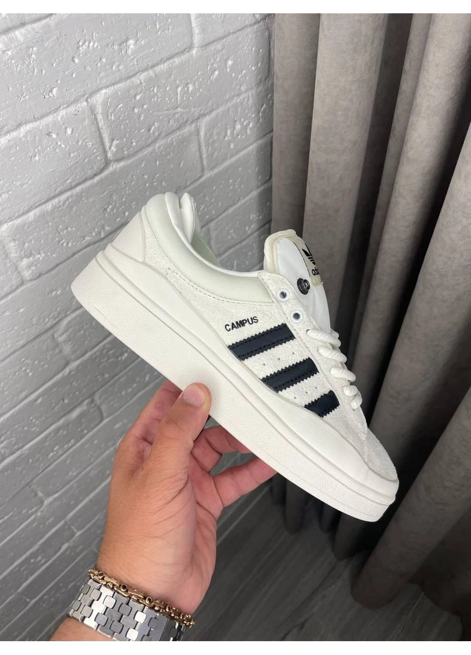 КРОССОВКИ ЖЕНСКИЕ ADIDAS CAMPUS X BBANNY WHITE BLACK АДИДАС КАМПУС БЕЛЫЕ No Brand белые демисезоны (392000541)