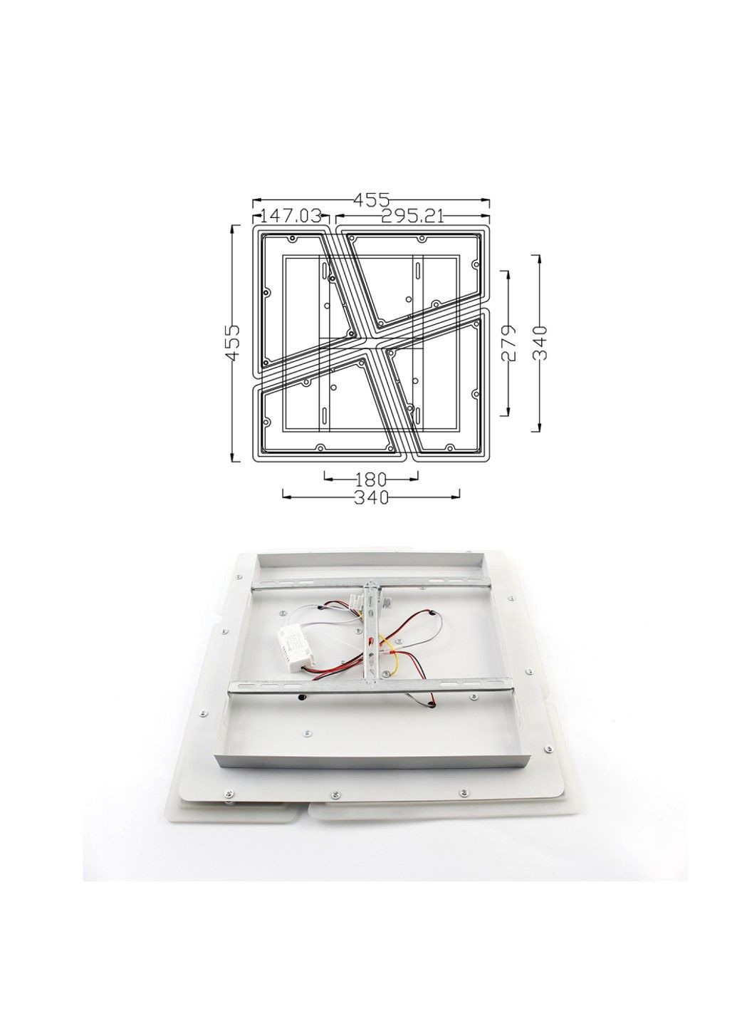 Керована світлодіодна люстра AERO 70W 4S-455x455x57-WHITE-220-IP20 ESLLSE (301020806)