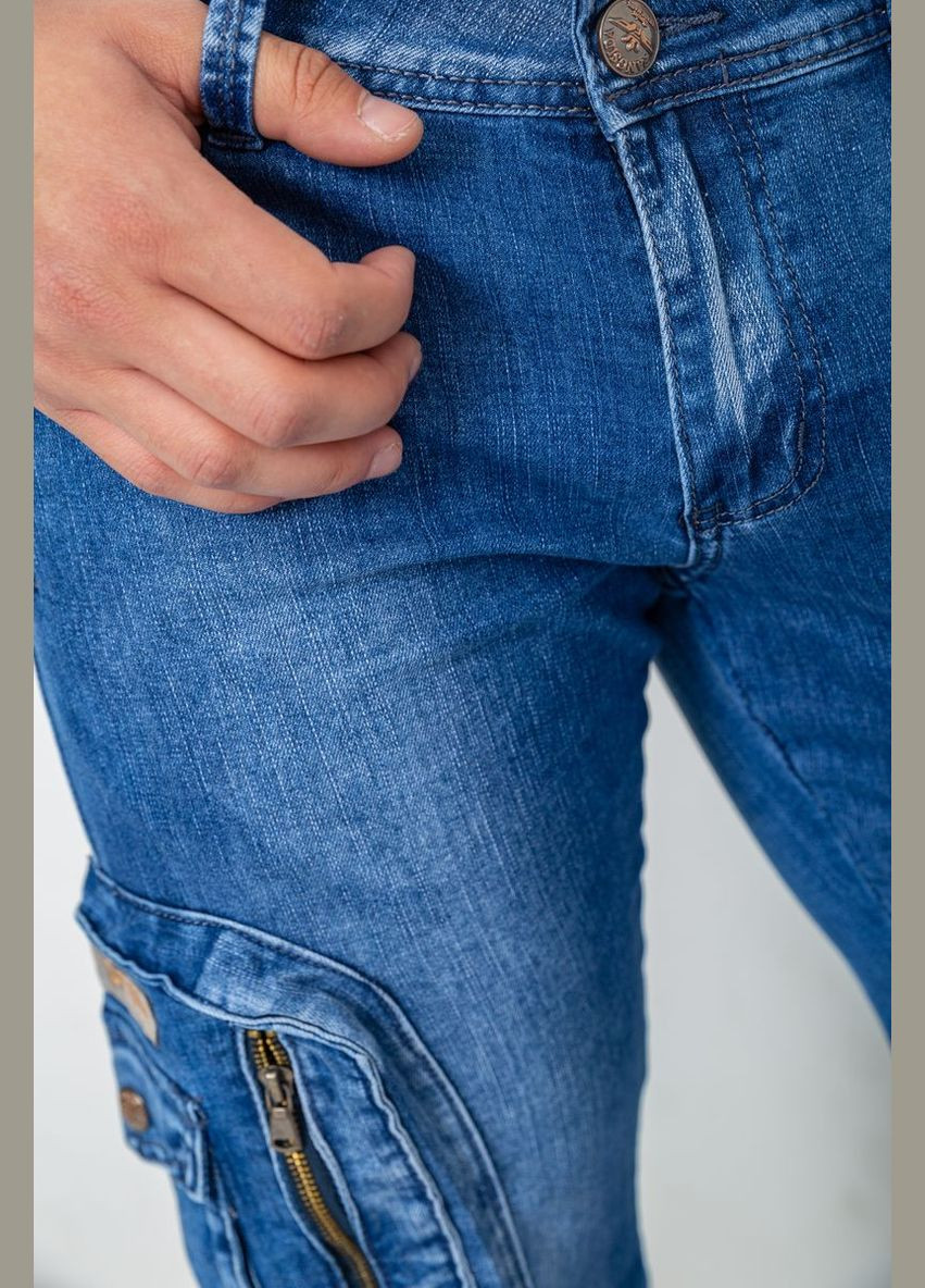 Синие демисезонные джинсы мужские с карманами, цвет синий, Ager
