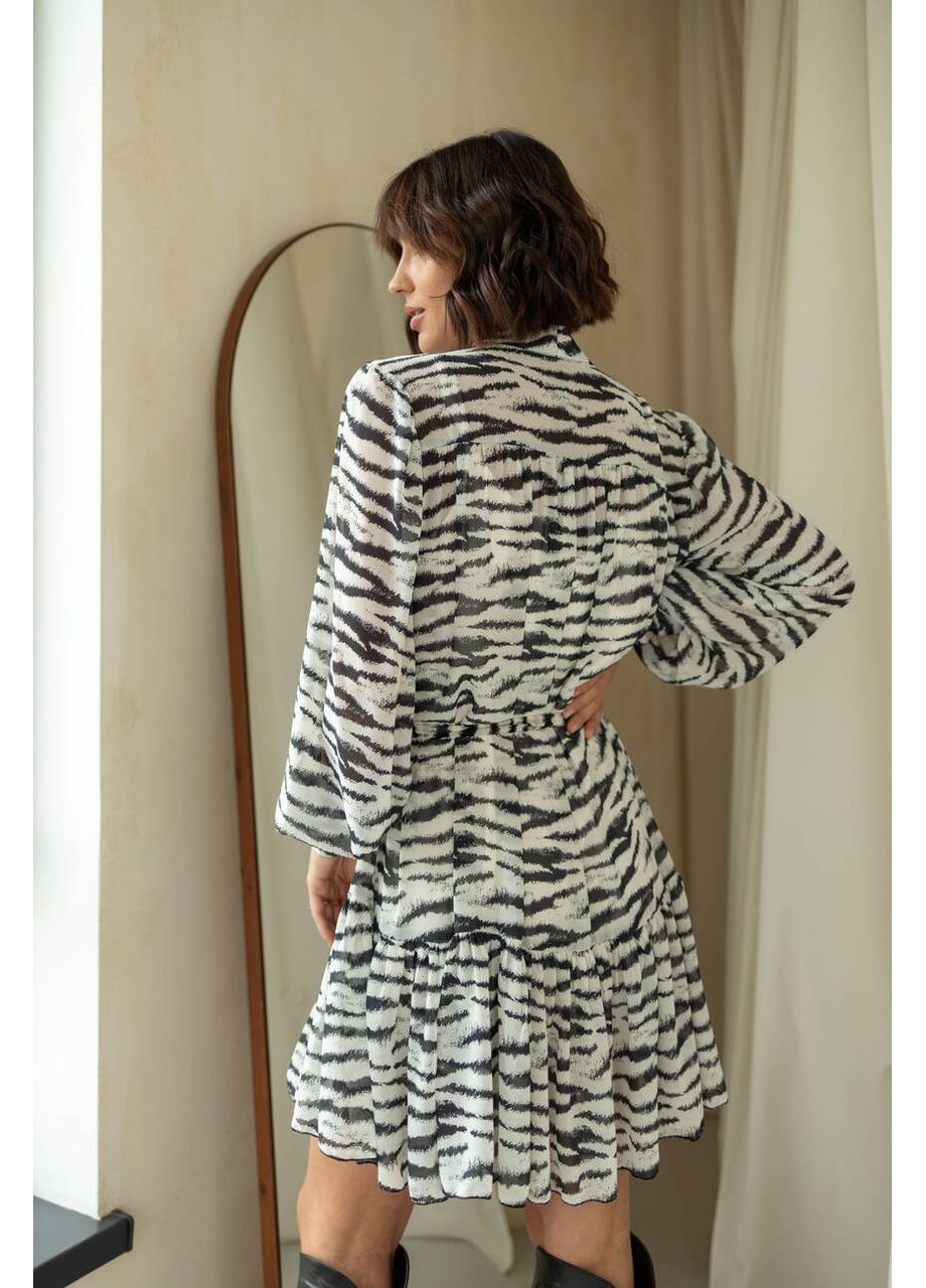 Білий повсякденний жіноча легка шифонова сукня ann з поясом (mil509) milirud