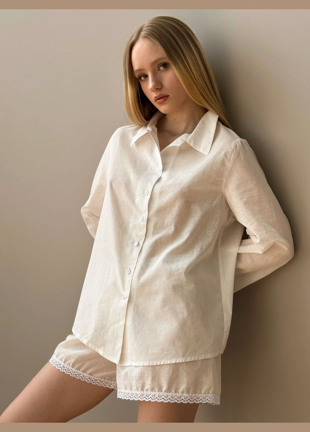 Белая всесезон женские пижамные шорты белые батист с кружевом (одежда для дома, женская пижама) Twins